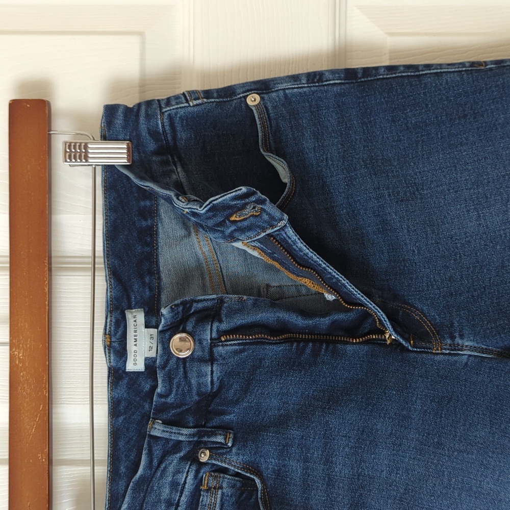 Good American Good Legs Dark Wash Mid Rise Ankle Cropped Skinny Jeans 12/31 - Picture 7 of 15